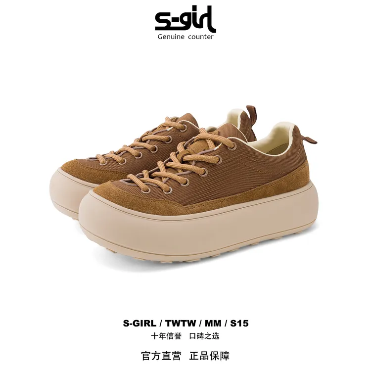 SGIRL TWTW复古厚底板鞋女2025秋季新款时尚面包鞋百搭增高休闲鞋