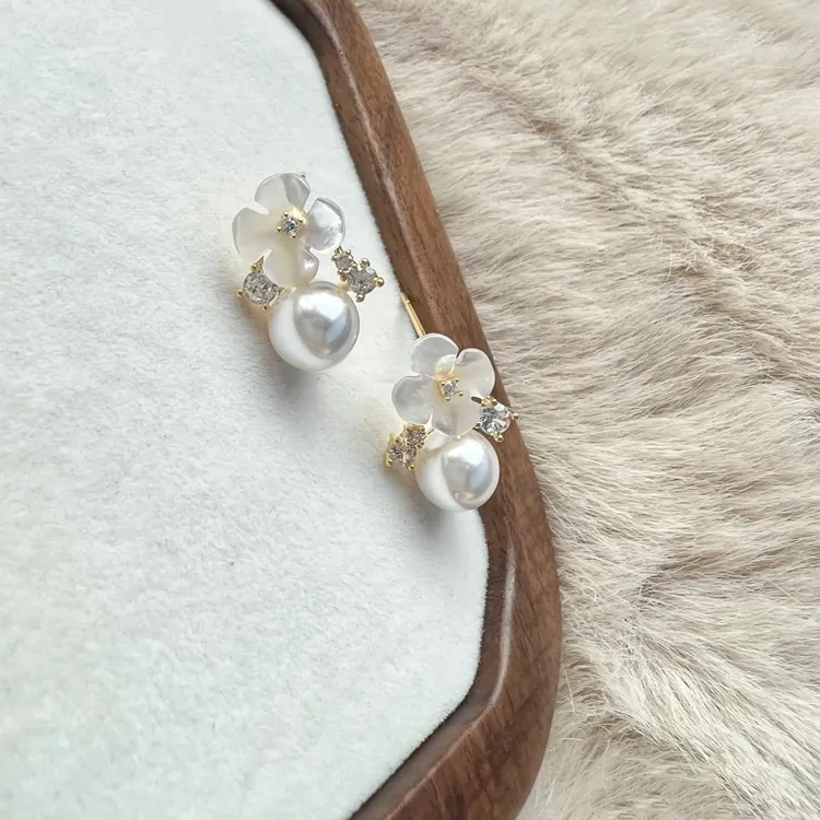 925银耳饰 【汀雨花】森系甜美花朵耳钉s925精致高级感气质耳环