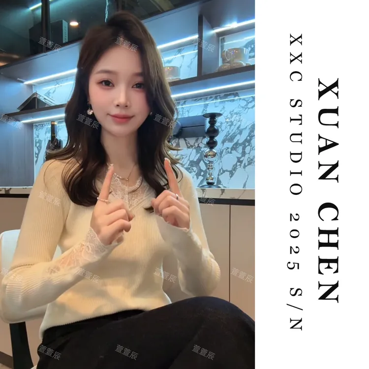 【纯爱誓言】秋季修身款V领针织衫洋气百搭打底衫女内搭小衫#9219