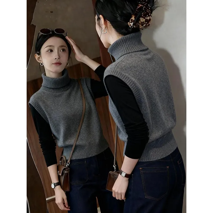 2025秋冬季新款痞帅炸街风女装高级感显瘦马甲打底衫两件套装爆款