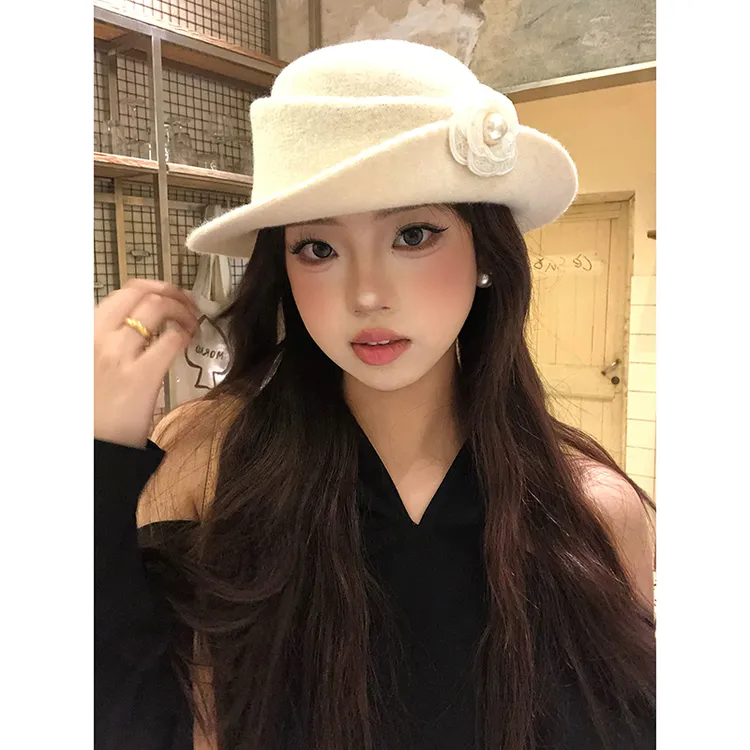 法式千金风优雅礼帽女秋冬赫本风贝雷帽复古时尚显脸小帽子渔夫帽