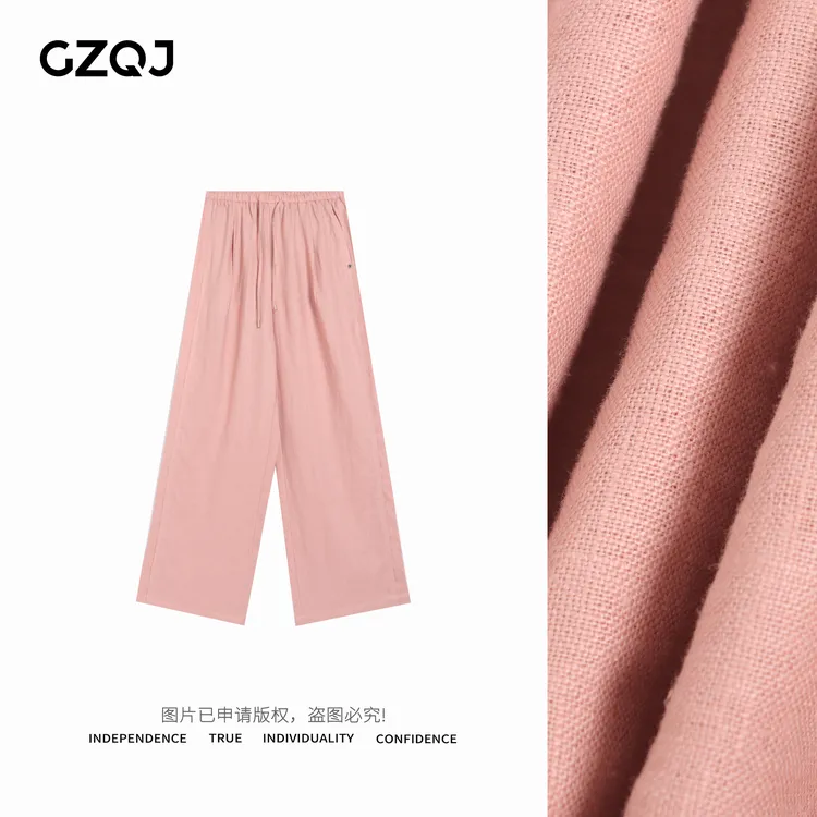 老琴私服【自由之风】欧若风100亚麻窄版直筒阔腿休闲裤女夏季7839