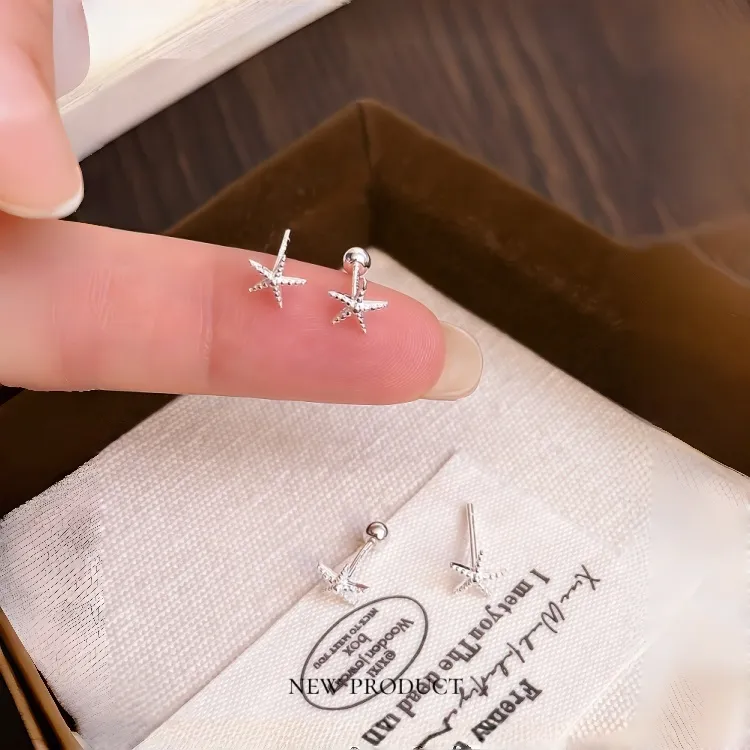 足银耳饰 999纯银海星耳钉精致小巧养耳洞耳环小众高级感免摘耳饰