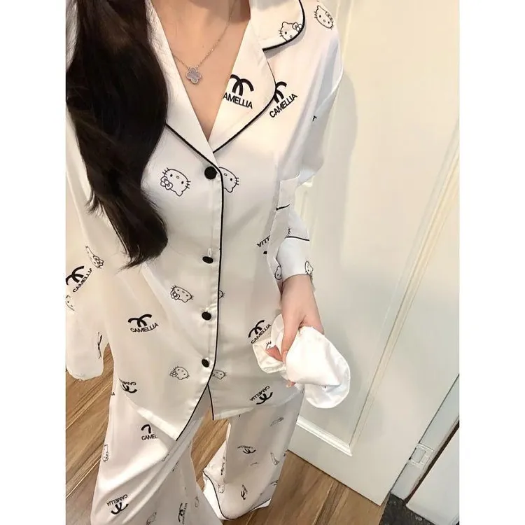 凯蒂猫小香平替睡衣套装春秋季长袖冰雪丝haloktiiy家居服可外出