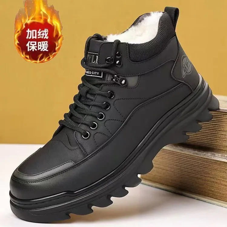 2025潮流风休闲风工装鞋圆头高帮棉鞋平跟户外休闲鞋冬季
