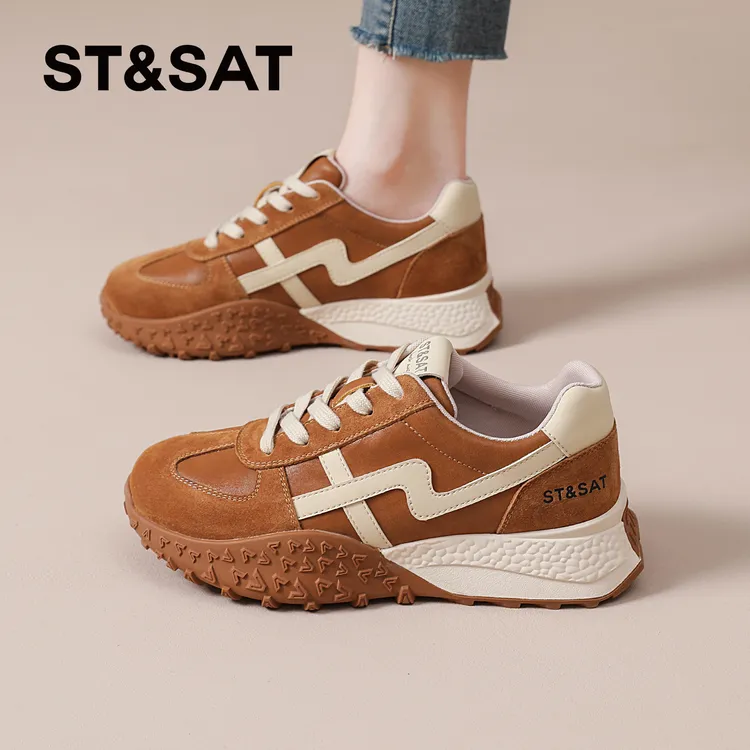 星期六德训鞋女款2025秋冬爆款双系带阿甘鞋厚底休闲运动鞋显脚小