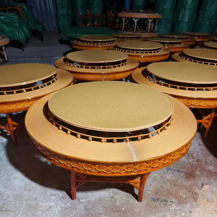 版纳藤编旋转花边转桌六脚设计易打扫庭院歺厅好用