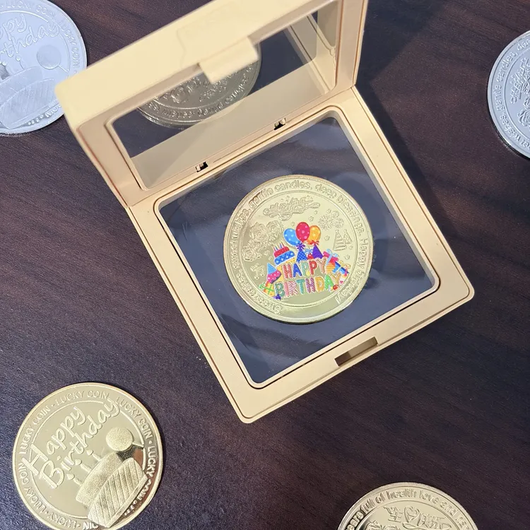 创意生日纪念币彩色蛋糕生日快乐仪式感祝福送朋友闺蜜幸运币礼物