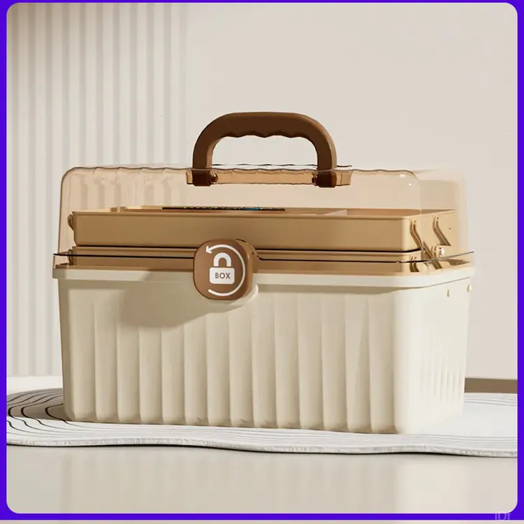 【三层收纳】带提手药箱美甲美术工具箱医疗箱家用大容量文具收纳盒