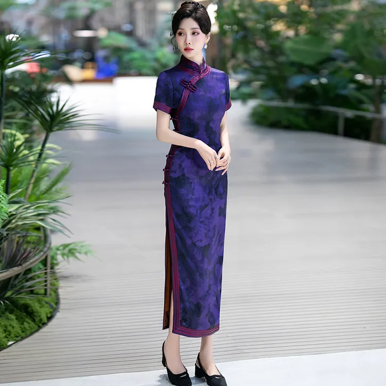 新中式旗袍2025夏季高端老上海素雅国风礼服日常可穿复古长款裙子