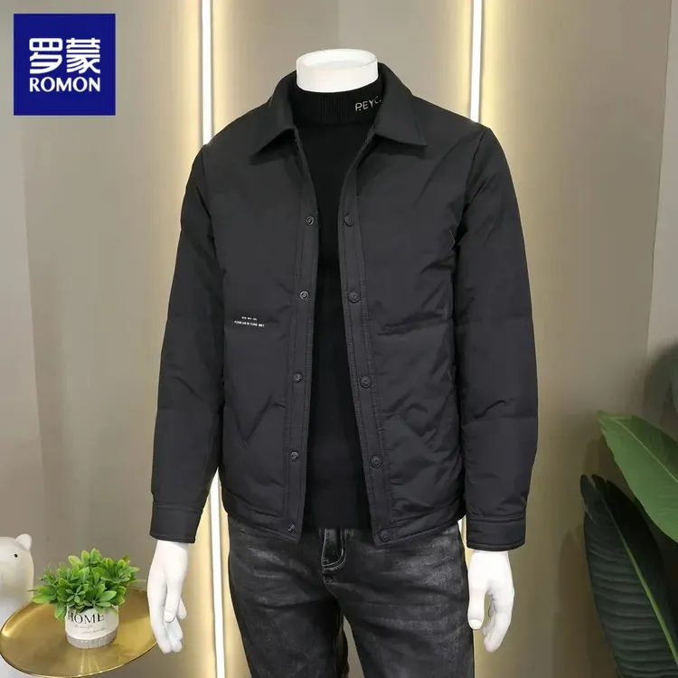 罗蒙罗蒙羽绒服男士冬季新款夹克翻领商务休闲加厚冬装保暖外套