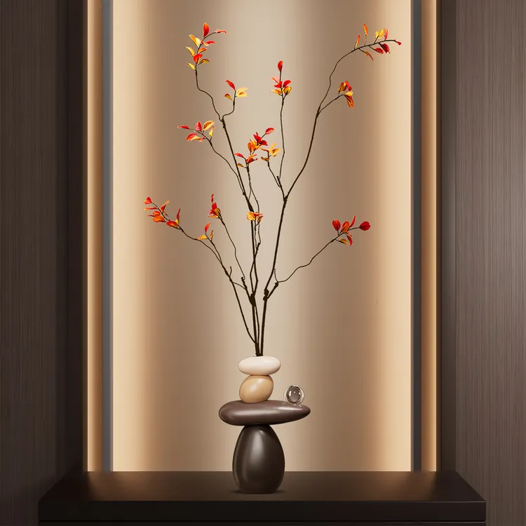 新中式侘寂风时来运转花瓶摆件客厅入户玄关壁龛细长高级感装饰品