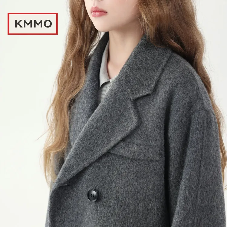KMMO女童双面羊毛大衣2025秋冬季新款儿童呢子外套中长款加绒加厚