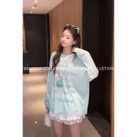 SSYDFER【风吟花息】拼接慵懒风字母女士甜辣T恤长袖时尚气质百搭