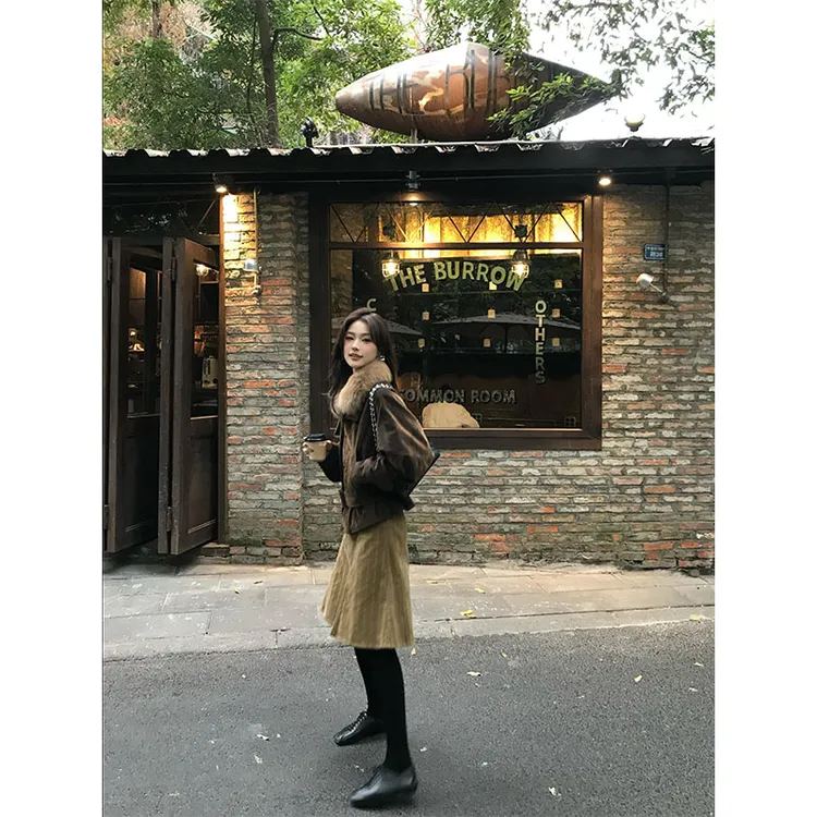 2026韩版通勤风复古时尚修身显瘦外套上衣气质高腰A字半身裙套装 