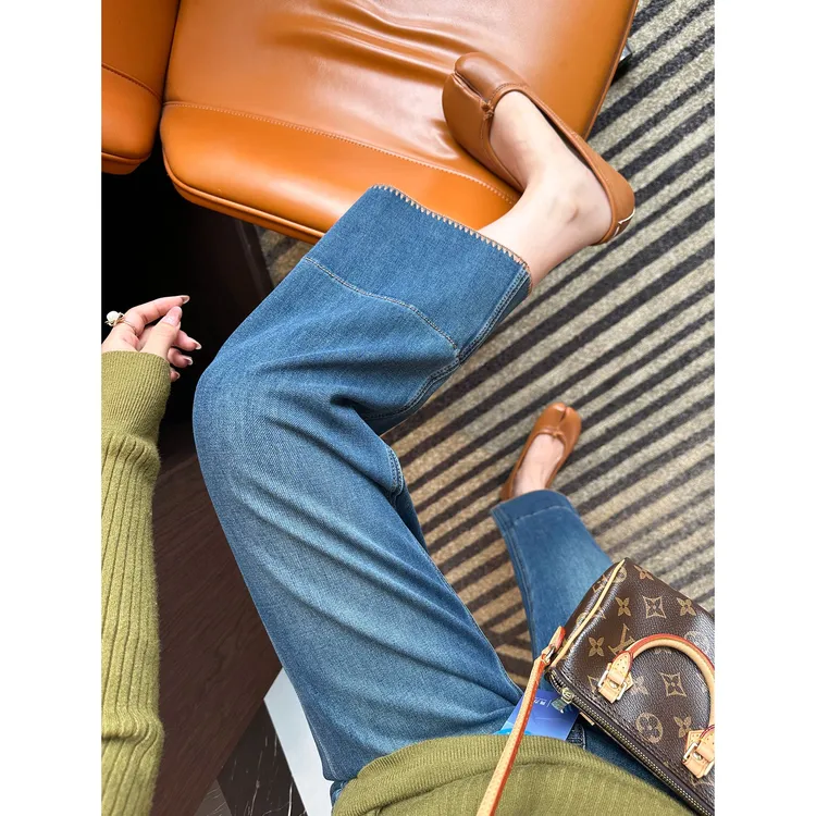 巨修腿型！早秋款四面弹显瘦软牛仔裤女宽松小个子九分直筒阔腿裤