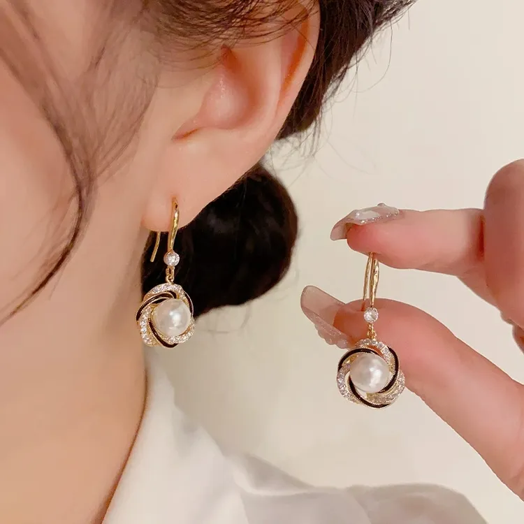 铜合金仿珍珠耳饰 铜合金耳饰气质精致A65轻奢珍珠耳钩百搭耳环