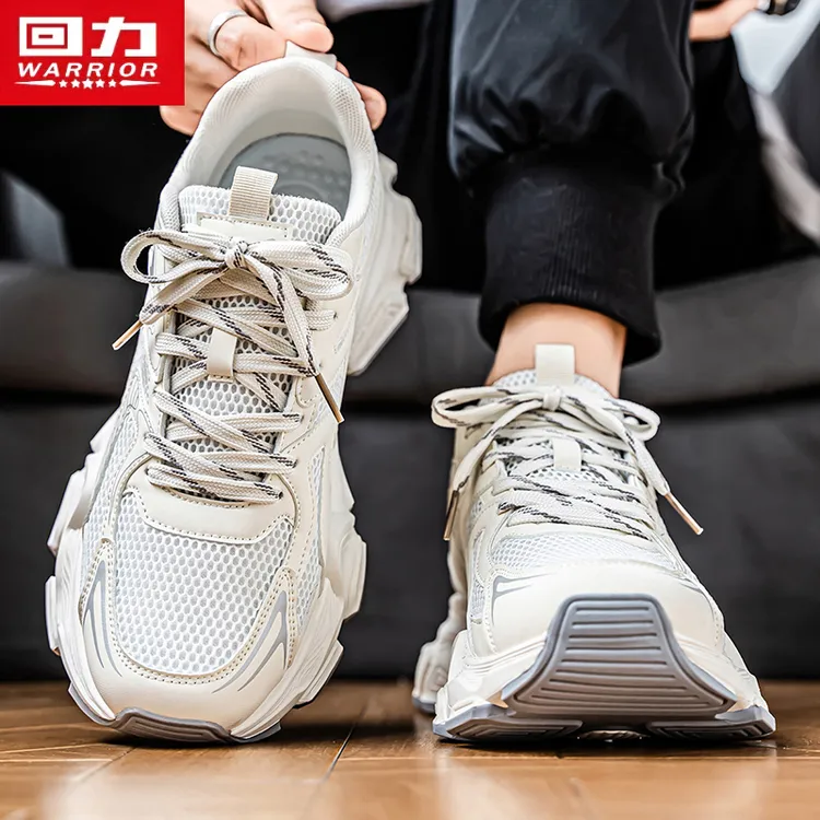 回力男鞋2025冬季爆款厚底百搭休闲网面鞋男士增高透气运动老爹鞋