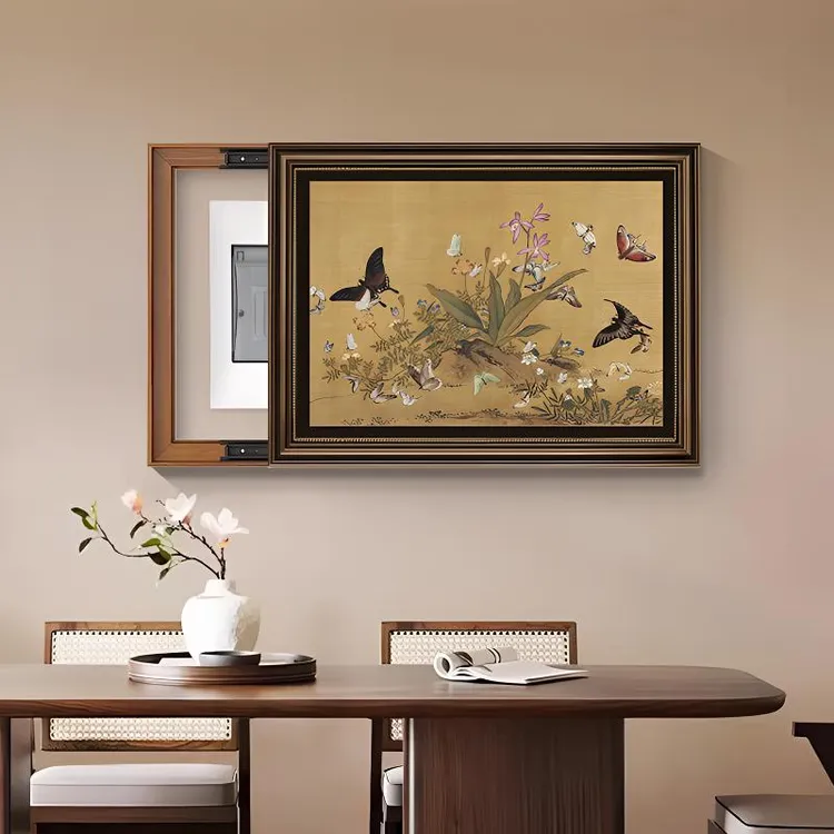 中古风电表箱装饰画百蝶图电闸配电箱遮挡弱电箱客厅挂画