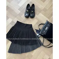 2半身裙女春秋冬2025新款高端JK裙复古高腰伞裙百褶A字半裙短裙子