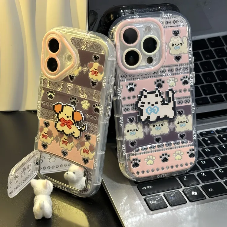 像素小猫小狗支架适用苹果16promax手机壳15小米14vivo华为70oppo