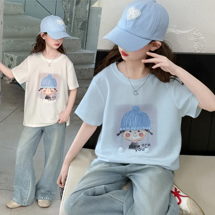 童女童夏款T恤2025新款夏天薄款韩系中大童纯棉短袖打底衫