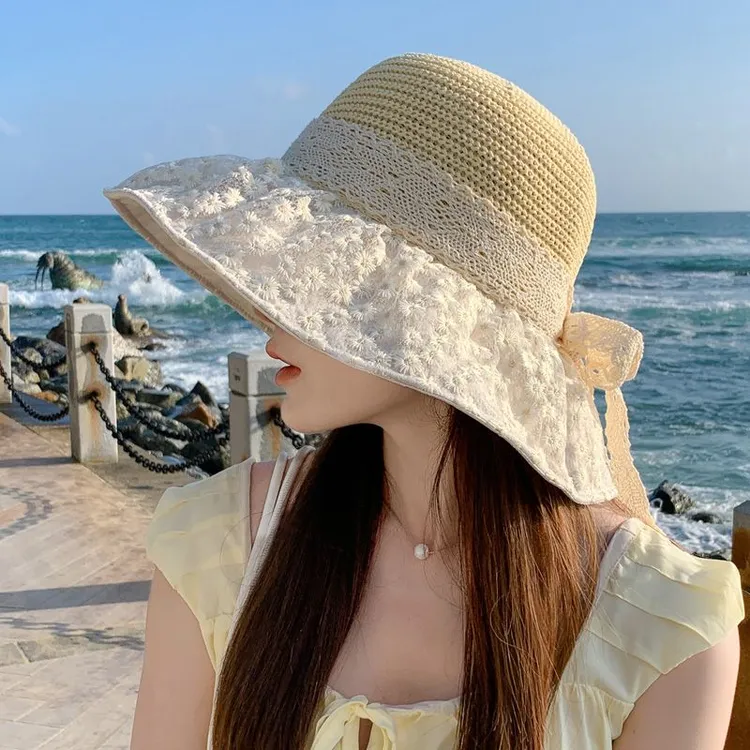 【防晒显脸小】帽子女夏季海边度假防晒遮阳草帽时尚可折叠大帽檐