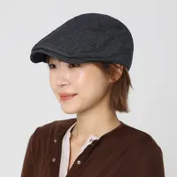 蓝色复古条纹牛仔前进帽女2025秋冬新款贝雷帽显脸小报童帽画家帽