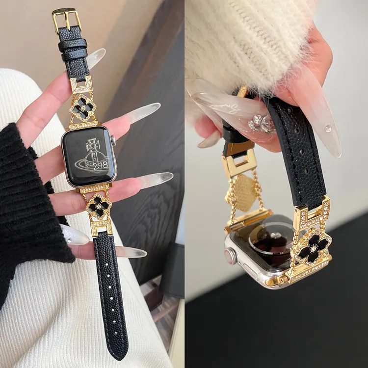 布契拉提华为watchD2/D手表表带d2新款鱼子酱皮质镶钻腕带女适用