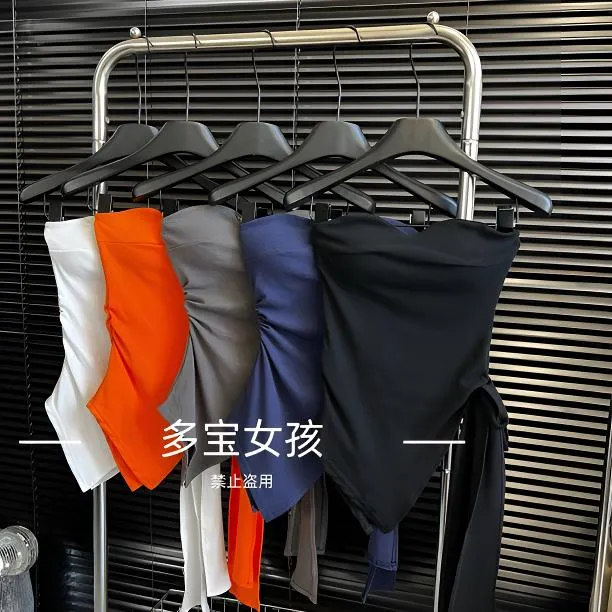 【多宝】夏季新款通勤美式辣妹不规则绑带抹胸女时尚修身上衣