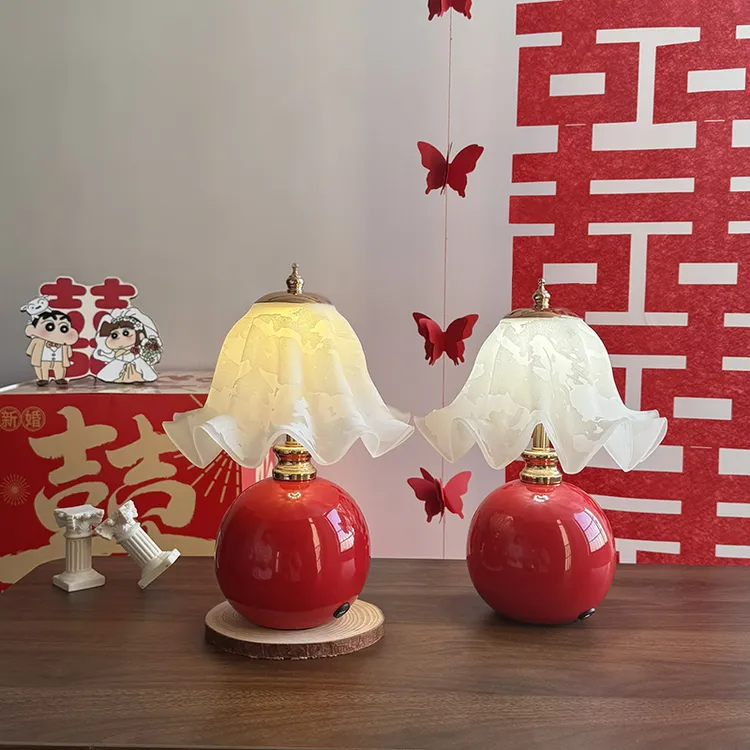 高端新婚陪嫁长明灯一对送新人结婚喜灯婚房装饰床头灯高级感台灯