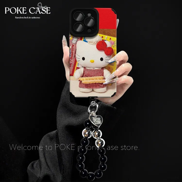 轻奢瞳眼小羊皮复古风KT适用于苹果16华为vivo小米oppo手链手机壳