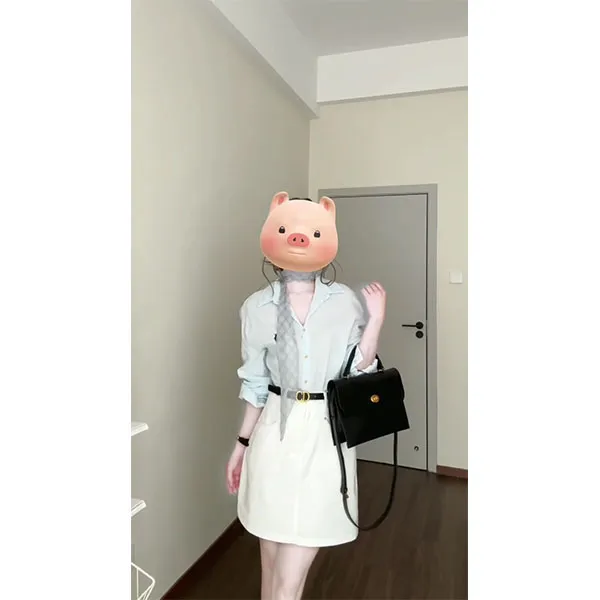 套装女2025新款气质通勤时尚宽松百搭刺绣小标长袖衬衫显瘦半身裙