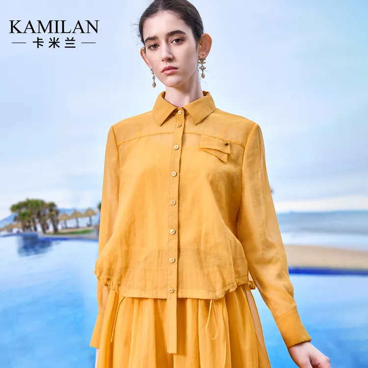 卡米兰法式衬衣女2025春夏季新款衬衫女士高级感轻奢减龄洋气上衣