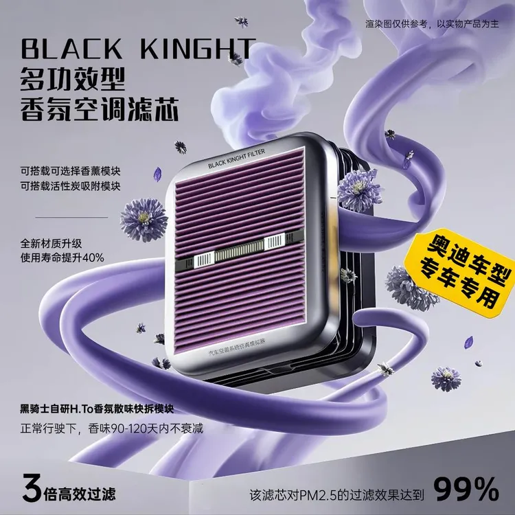 黑骑士【奥迪车型】专用多功能抑菌除霉可快拆香薰模块新款空调滤芯