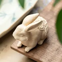 黄杨木福兔雕刻摆件手把件文玩