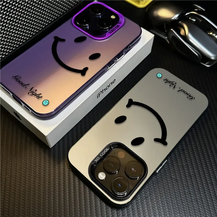 晚安笑脸适用苹果16promax手机壳iPhone15创意14保护套17新款文字
