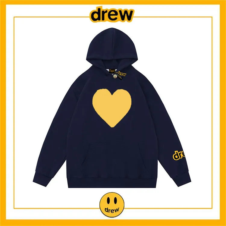 drew笑脸欧美爱心潮牌美式卫衣ins秋冬情侣纯棉加绒连帽卫衣外套