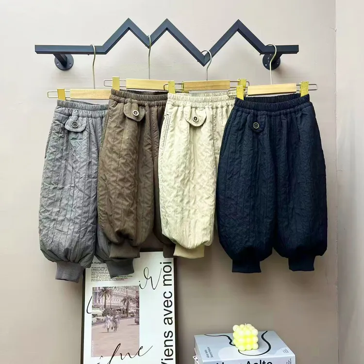 男童加绒裤子秋冬新款儿童冬装一体绒休闲裤小孩宽松洋气女童长裤