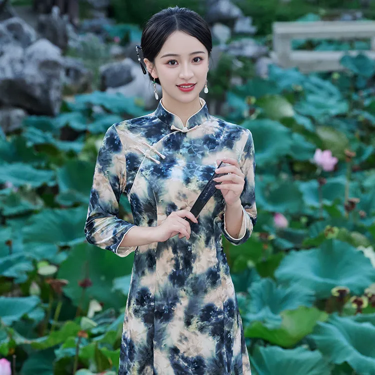 绝美新中式旗袍2025新款日常可穿上海复古国风妈妈改良连衣裙秋天