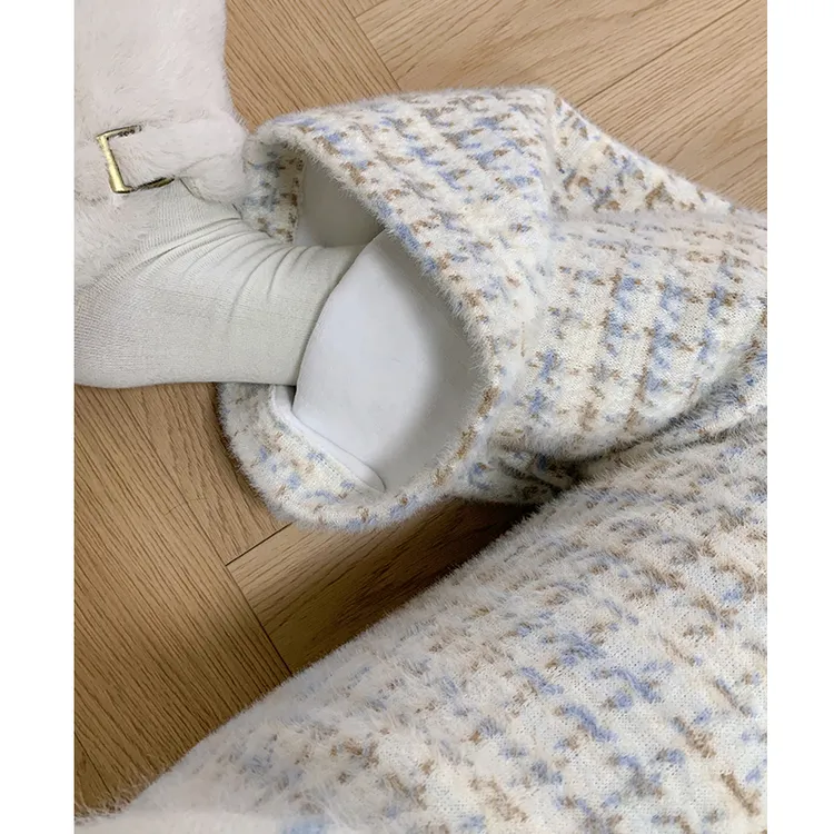 韩系小香风加绒格子裤女秋冬2025新款加厚垂坠感千鸟格百搭阔腿裤