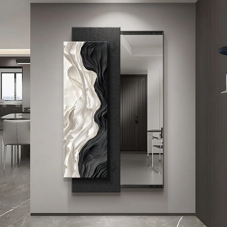 轻奢暗藏式全身镜装饰画推拉隐藏式穿衣镜隐形玄关卧室试衣镜子画