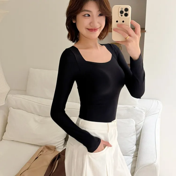 NAIVE MADAM内目213091美肤热能衣保暖内衣带胸垫肌底衣打底衫