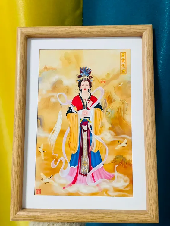非遗泰山文化装饰画-平安守护系列 碧霞元君相框手工卧室