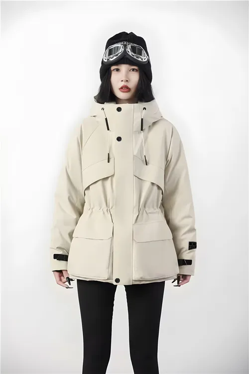 男女情侣款 黑金户外连帽羽绒服