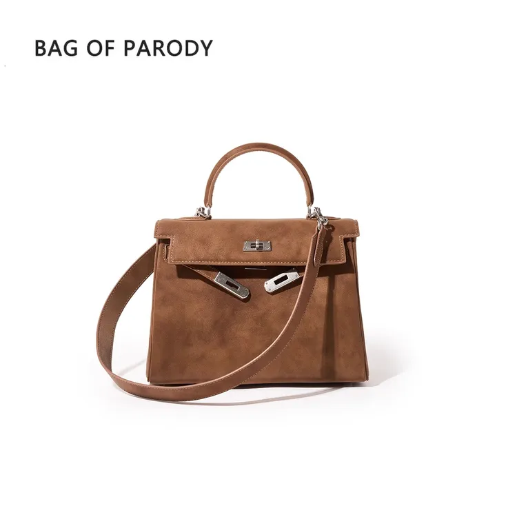Bagofparody手提包包女士新款冬季磨砂休闲真皮凯莉包复古斜挎包