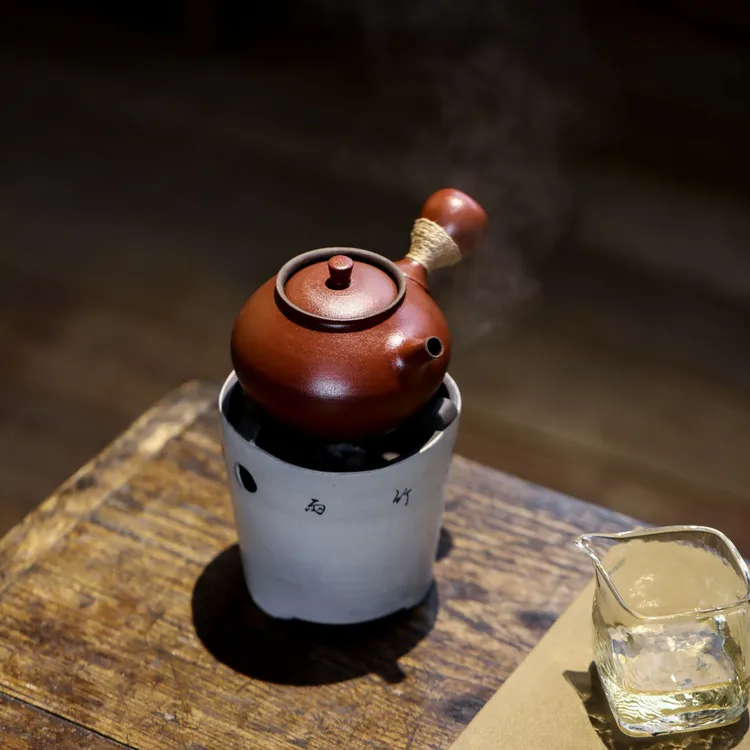 百垚百垚手工山楂红诗文酒精炉会跳盖侧把壶套组冬天围炉煮茶