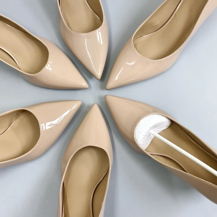 春秋百搭漆皮裸色法式高跟女鞋尖头浅口软底女士鞋子舒适单鞋细跟