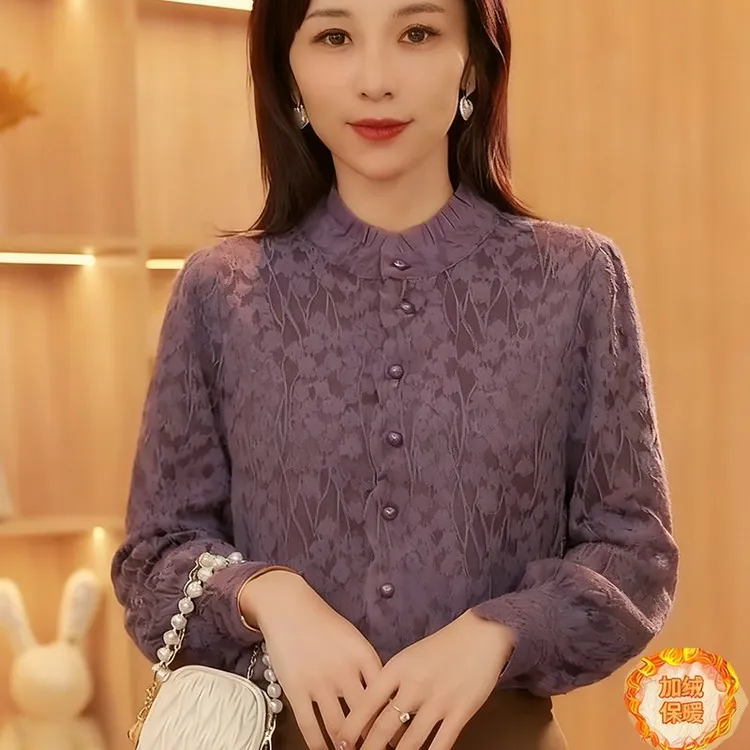 衬衫女2025秋冬新款时尚洋气显瘦减龄打底衫气质百搭设计感上衣