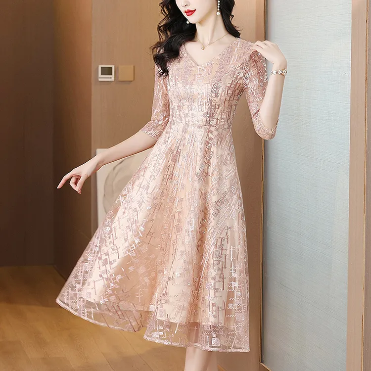 妈妈婚宴礼服2025新款品牌婚礼喜婆婆礼服小个子连衣裙